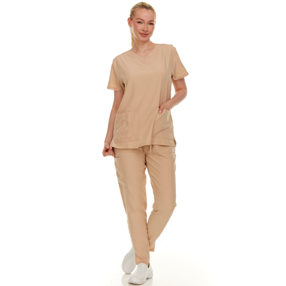 HEAL+WEAR Women’s Scrub Set – 4-Way Stretch - Stretch V-Neck Top & Straight-Leg Pants, Soft, Breathable & Stylish Design for Healthcare Professionals