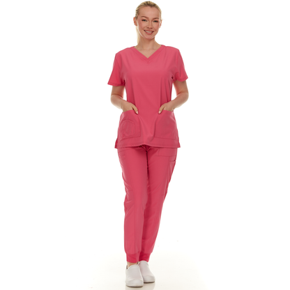 HEAL+WEAR Women’s Scrub Set – 4-Way Stretch - Stretch V-Neck Top & Straight-Leg Pants, Soft, Breathable & Stylish Design for Healthcare Professionals