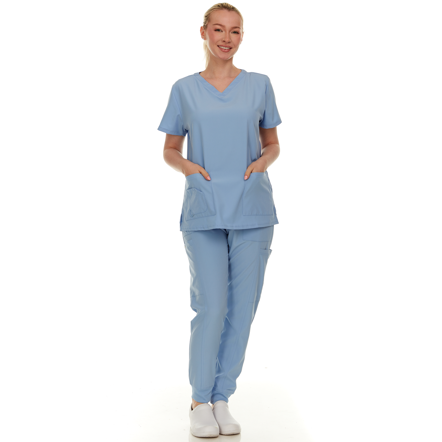 HEAL+WEAR Women’s Scrub Set – 4-Way Stretch - Stretch V-Neck Top & Straight-Leg Pants, Soft, Breathable & Stylish Design for Healthcare Professionals