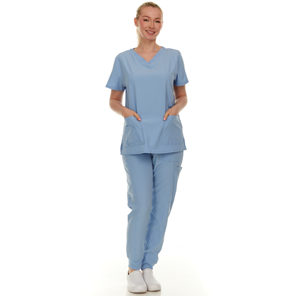 HEAL+WEAR Women’s Scrub Set – 4-Way Stretch - Stretch V-Neck Top & Straight-Leg Pants, Soft, Breathable & Stylish Design for Healthcare Professionals