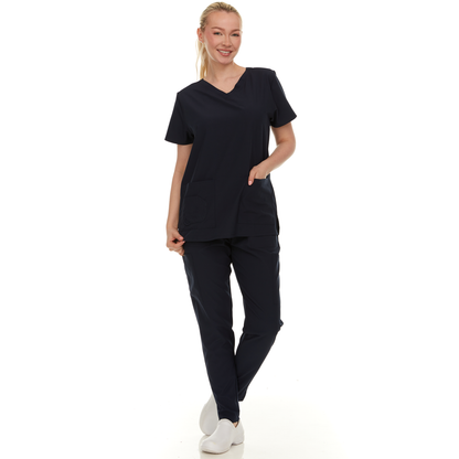 HEAL+WEAR Women’s Scrub Set – 4-Way Stretch - Stretch V-Neck Top & Straight-Leg Pants, Soft, Breathable & Stylish Design for Healthcare Professionals