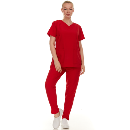 HEAL+WEAR Women’s Scrub Set – 4-Way Stretch - Stretch V-Neck Top & Straight-Leg Pants, Soft, Breathable & Stylish Design for Healthcare Professionals