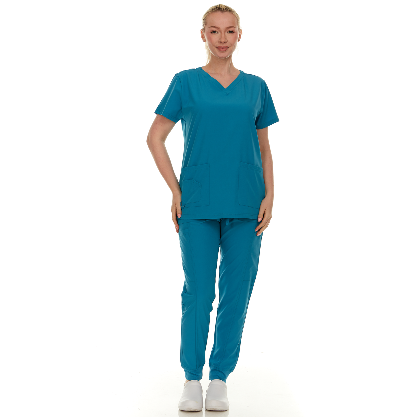 HEAL+WEAR Women’s Scrub Set – 4-Way Stretch - Stretch V-Neck Top & Straight-Leg Pants, Soft, Breathable & Stylish Design for Healthcare Professionals