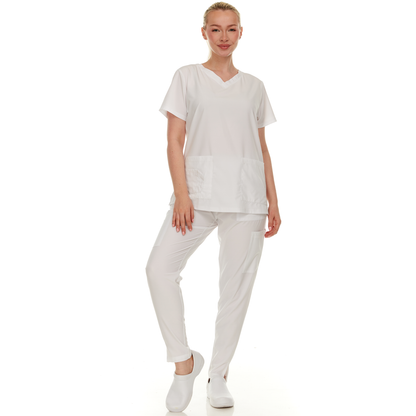 HEAL+WEAR Women’s Scrub Set – 4-Way Stretch - Stretch V-Neck Top & Straight-Leg Pants, Soft, Breathable & Stylish Design for Healthcare Professionals