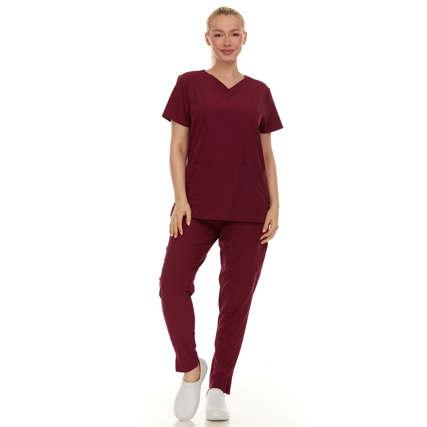 HEAL+WEAR Women’s Scrub Set – 4-Way Stretch - Stretch V-Neck Top & Straight-Leg Pants, Soft, Breathable & Stylish Design for Healthcare Professionals