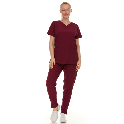HEAL+WEAR Women’s Scrub Set – 4-Way Stretch - Stretch V-Neck Top & Straight-Leg Pants, Soft, Breathable & Stylish Design for Healthcare Professionals