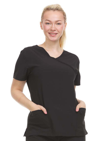 HEAL+WEAR Women’s V-Neck Multi-Pocket Scrub Top | Stretch Comfort Fabric | 4-Way Stretch | Surgical Uniforms | Nurse Beauty Salon Workwear | Clinical Scrubs | Spa Doctor Nursing Clinical Suit