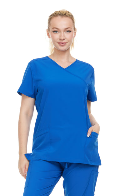HEAL+WEAR Women’s V-Neck Multi-Pocket Scrub Top | Stretch Comfort Fabric | 4-Way Stretch | Surgical Uniforms | Nurse Beauty Salon Workwear | Clinical Scrubs | Spa Doctor Nursing Clinical Suit