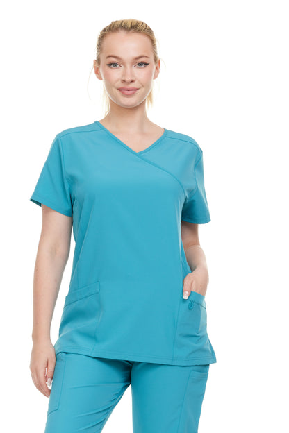 HEAL+WEAR Women’s V-Neck Multi-Pocket Scrub Top | Stretch Comfort Fabric | 4-Way Stretch | Surgical Uniforms | Nurse Beauty Salon Workwear | Clinical Scrubs | Spa Doctor Nursing Clinical Suit