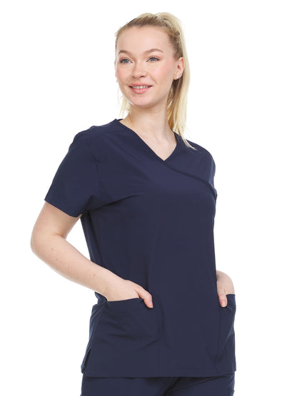 HEAL+WEAR Women’s V-Neck Multi-Pocket Scrub Top | Stretch Comfort Fabric | 4-Way Stretch | Surgical Uniforms | Nurse Beauty Salon Workwear | Clinical Scrubs | Spa Doctor Nursing Clinical Suit