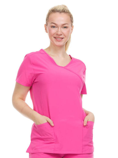 HEAL+WEAR Women’s V-Neck Multi-Pocket Scrub Top | Stretch Comfort Fabric | 4-Way Stretch | Surgical Uniforms | Nurse Beauty Salon Workwear | Clinical Scrubs | Spa Doctor Nursing Clinical Suit