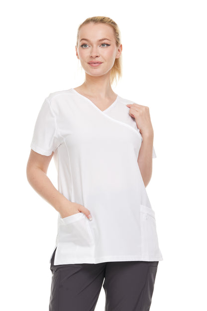 HEAL+WEAR Women’s V-Neck Multi-Pocket Scrub Top | Stretch Comfort Fabric | 4-Way Stretch | Surgical Uniforms | Nurse Beauty Salon Workwear | Clinical Scrubs | Spa Doctor Nursing Clinical Suit