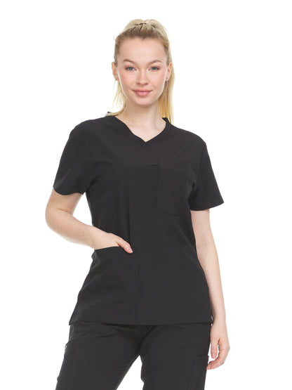 HEAL+WEAR Women’s V-Neck Multi-Pocket Scrub Top | 4-Way Stretch | Stretch Comfort Fabric | Surgical Uniforms | Nurse Beauty Salon Workwear | Clinical Scrubs | Spa Doctor Nursing Clinical Suit