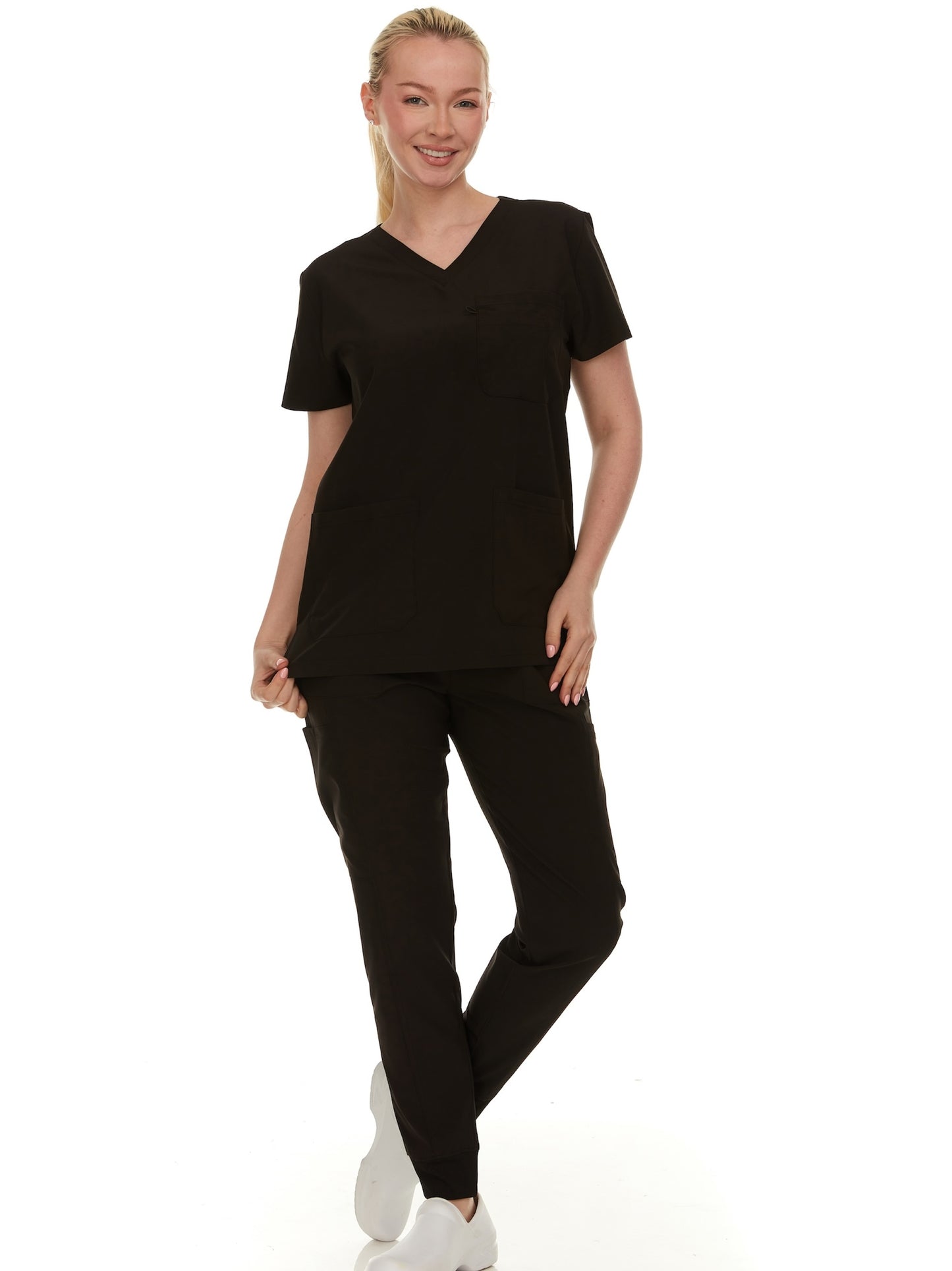 HEAL+WEAR Women’s Scrub Set – Stretch V-Neck Top & Jogger Pants with Pockets – Lightweight, 4-Way Stretch,Wrinkle-Resistant, Breathable Fabric – Available in Multiple Colors – Ideal for Nurses & Healthcare Professionals