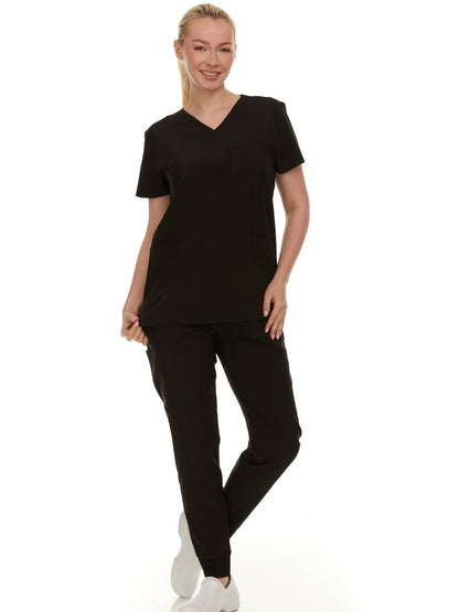 HEAL+WEAR Women’s Scrub Set – Stretch V-Neck Top & Jogger Pants with Pockets – Lightweight, 4-Way Stretch,Wrinkle-Resistant, Breathable Fabric – Available in Multiple Colors – Ideal for Nurses & Healthcare Professionals