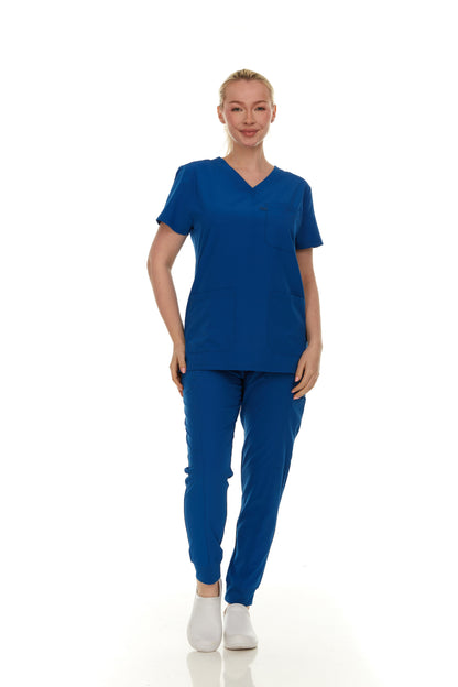 HEAL+WEAR Women’s Scrub Set – Stretch V-Neck Top & Jogger Pants with Pockets – Lightweight, 4-Way Stretch,Wrinkle-Resistant, Breathable Fabric – Available in Multiple Colors – Ideal for Nurses & Healthcare Professionals