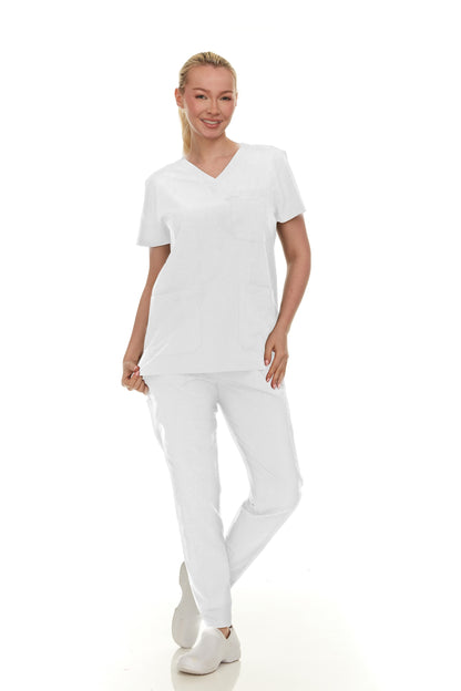HEAL+WEAR Women’s Scrub Set – Stretch V-Neck Top & Jogger Pants with Pockets – Lightweight, 4-Way Stretch,Wrinkle-Resistant, Breathable Fabric – Available in Multiple Colors – Ideal for Nurses & Healthcare Professionals
