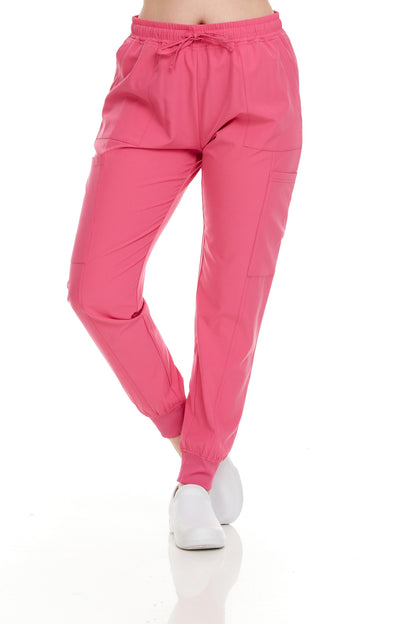 HEAL+WEAR Women’s Cargo Scrub Jogger Pants  – 4-Way Stretch, Elastic Waist, 6 Pockets, Wrinkle-Resistant