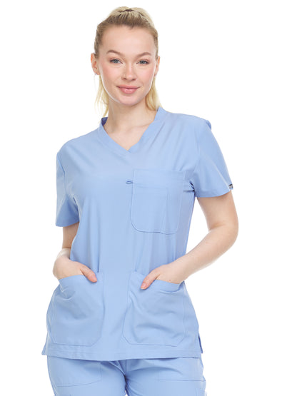 HEAL+WEAR Women’s V-Neck Multi-Pocket Scrub Top | 4-Way Stretch | Stretch Comfort Fabric | Surgical Uniforms | Nurse Beauty Salon Workwear | Clinical Scrubs | Spa Doctor Nursing Clinical Suit