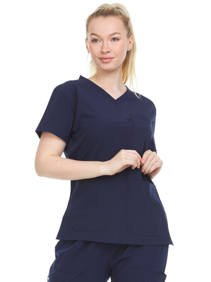 HEAL+WEAR Women’s V-Neck Multi-Pocket Scrub Top | 4-Way Stretch | Stretch Comfort Fabric | Surgical Uniforms | Nurse Beauty Salon Workwear | Clinical Scrubs | Spa Doctor Nursing Clinical Suit