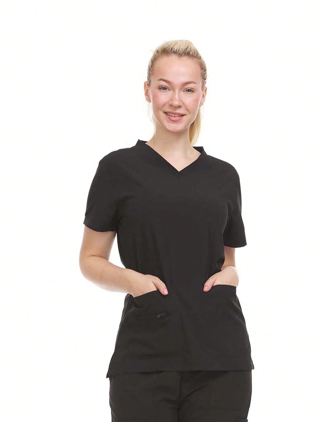 HEAL+WEAR Women's V-Neck Multi– Breathable & Stretchy Surgical Uniforms | Spa Doctor Nursing Clinical Suit | Healthcare & Beauty Salon Workwear | 4-Way Stretch