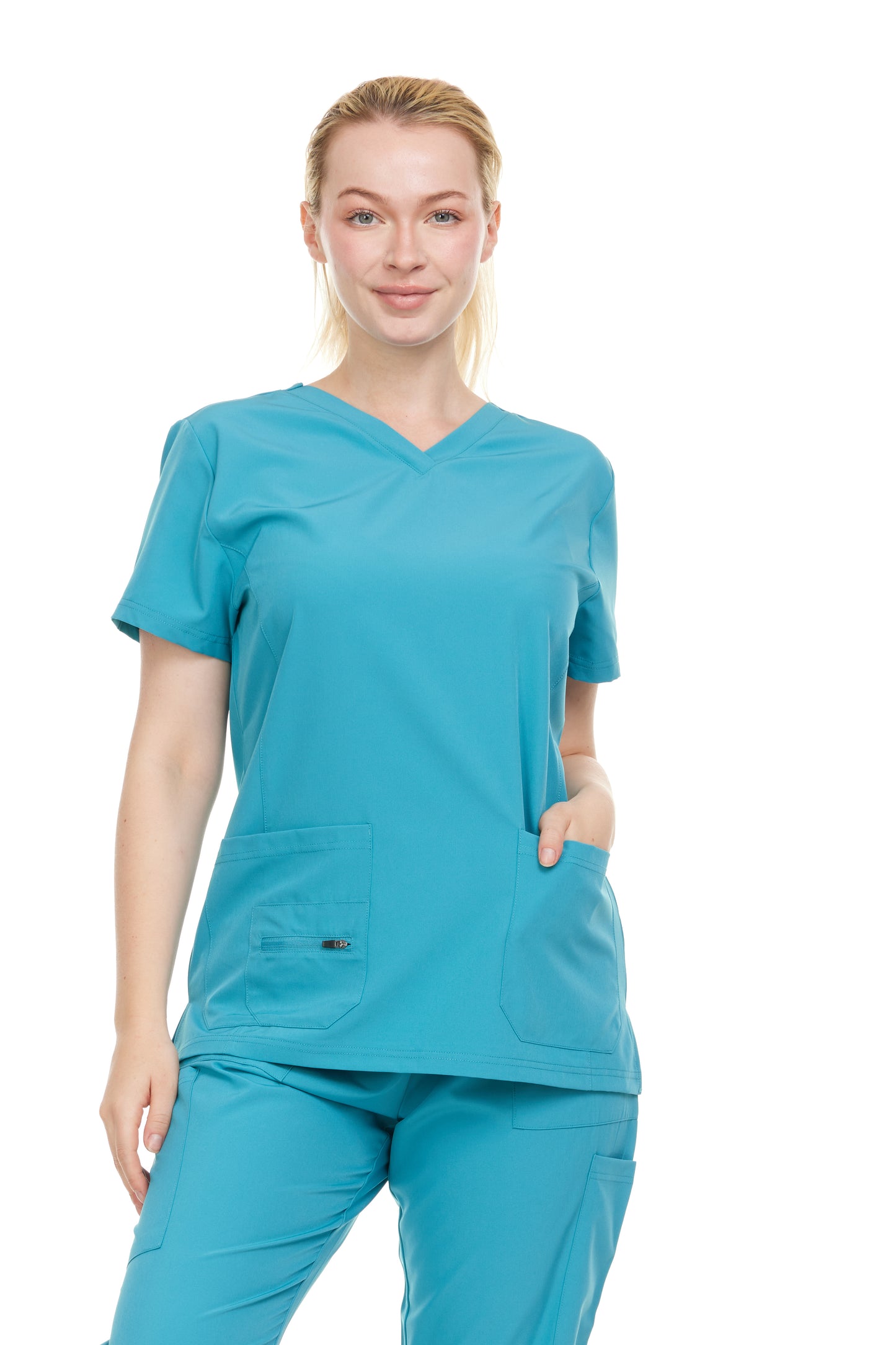 HEAL+WEAR Women's V-Neck Multi– Breathable & Stretchy Surgical Uniforms | Spa Doctor Nursing Clinical Suit | Healthcare & Beauty Salon Workwear | 4-Way Stretch
