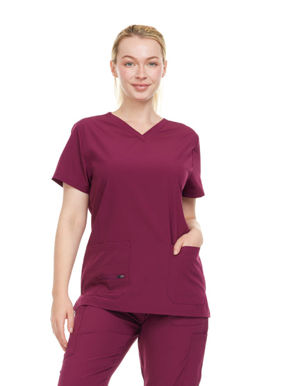 HEAL+WEAR Women's V-Neck Multi– Breathable & Stretchy Surgical Uniforms | Spa Doctor Nursing Clinical Suit | Healthcare & Beauty Salon Workwear | 4-Way Stretch