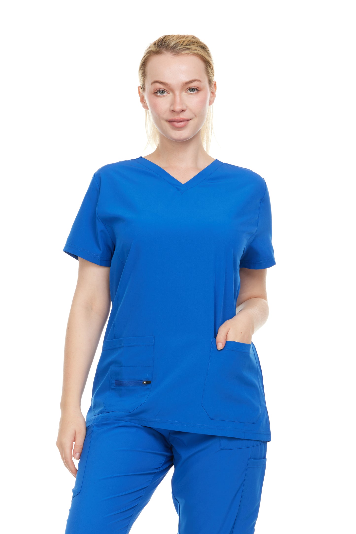 HEAL+WEAR Women's V-Neck Multi– Breathable & Stretchy Surgical Uniforms | Spa Doctor Nursing Clinical Suit | Healthcare & Beauty Salon Workwear | 4-Way Stretch