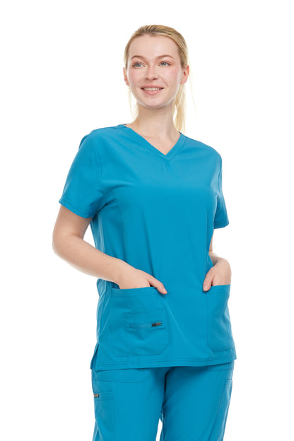 HEAL+WEAR Women's V-Neck Multi– Breathable & Stretchy Surgical Uniforms | Spa Doctor Nursing Clinical Suit | Healthcare & Beauty Salon Workwear | 4-Way Stretch