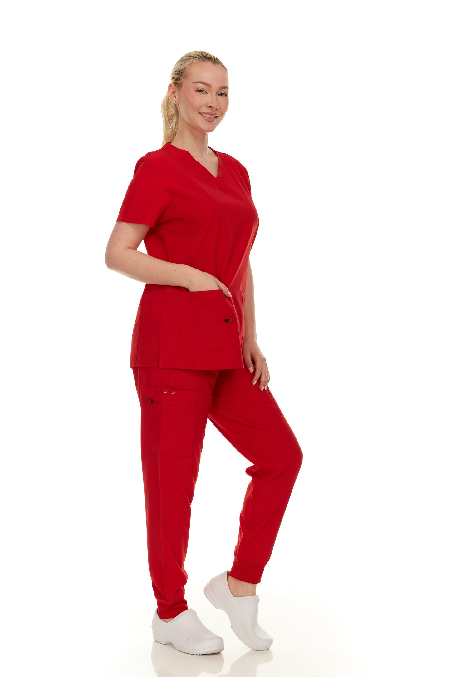 HEAL+WEAR Soft Stretch Scrub Set – 4-Way Stretch - V-Neck Top & Cargo Jogger Pants for Women, Available in Multiple Colors, Lightweight & Wrinkle-Resistant