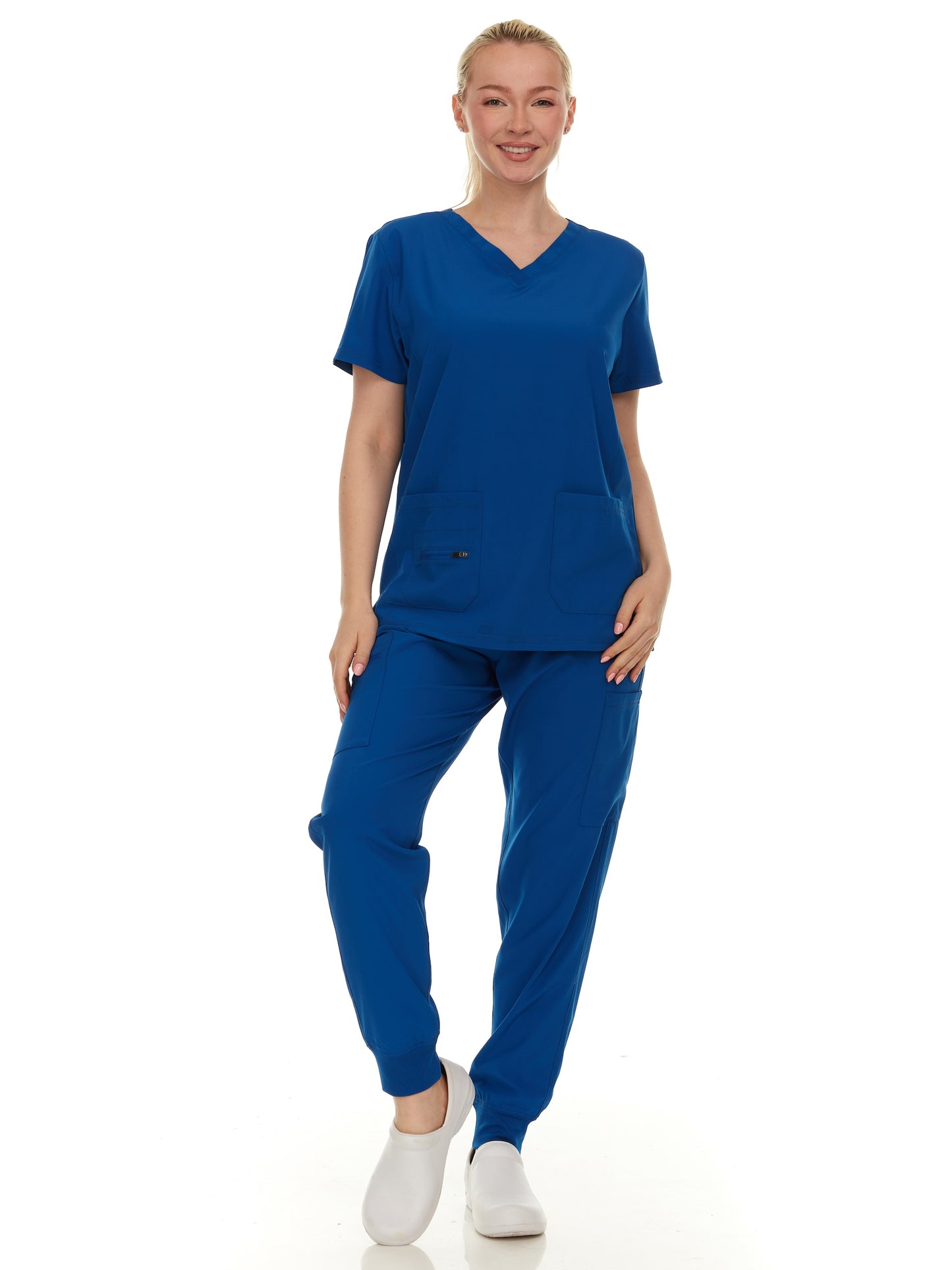 HEAL+WEAR Soft Stretch Scrub Set – 4-Way Stretch - V-Neck Top & Cargo Jogger Pants for Women, Available in Multiple Colors, Lightweight & Wrinkle-Resistant