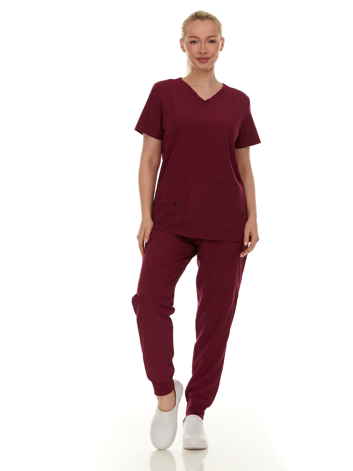 HEAL+WEAR Soft Stretch Scrub Set – 4-Way Stretch - V-Neck Top & Cargo Jogger Pants for Women, Available in Multiple Colors, Lightweight & Wrinkle-Resistant