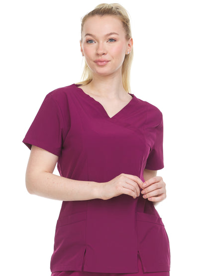 HEAL+WEAR Women's V-Neck Multi-Pocket Scrub Top – Soft Stretch Fabric | Surgical Uniforms | 4-Way Stretch | Spa Doctor Nursing Clinical Suit | Beauty Salon & Clinical Workwear