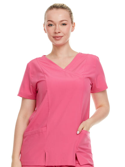 HEAL+WEAR Women's V-Neck Multi-Pocket Scrub Top – Soft Stretch Fabric | Surgical Uniforms | 4-Way Stretch | Spa Doctor Nursing Clinical Suit | Beauty Salon & Clinical Workwear