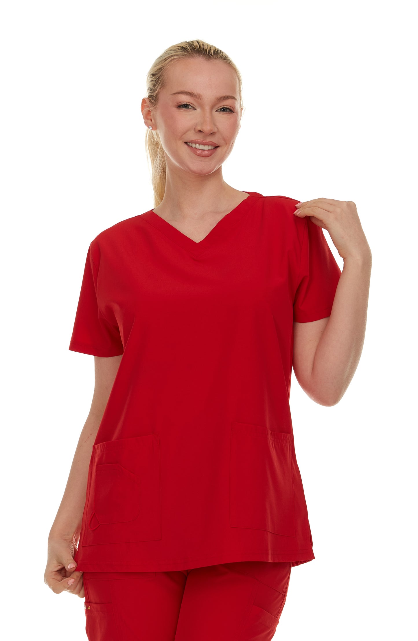 HEAL+WEAR Women’s Scrub Top (Top Only) V-Neck Classic Fit with 2 Front Pockets – 4-Way Stretch - Soft Stretch Medical Uniform Workwear for Nurses, Doctors, and Healthcare Professionals