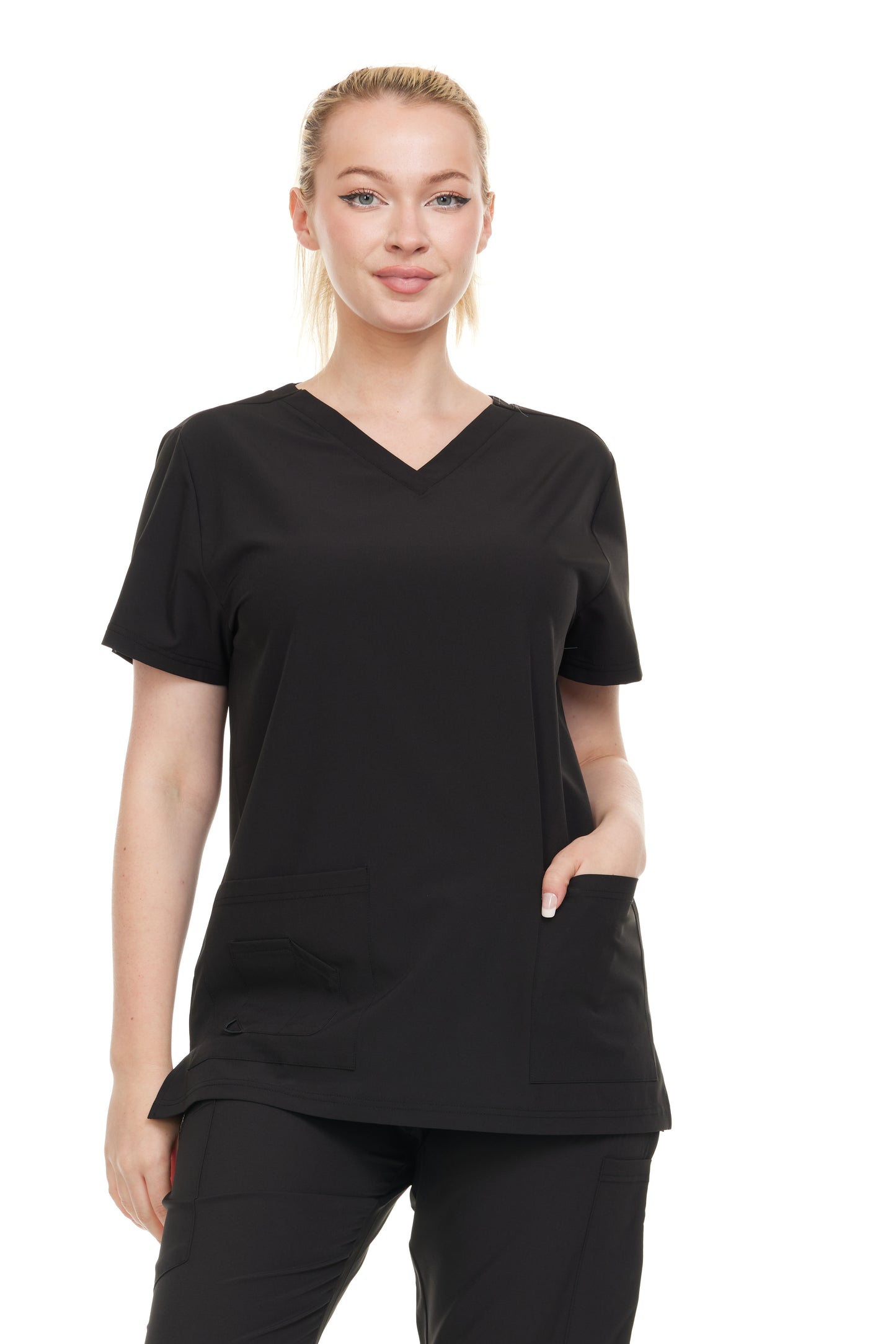 HEAL+WEAR Women’s Scrub Top (Top Only) V-Neck Classic Fit with 2 Front Pockets – 4-Way Stretch - Soft Stretch Medical Uniform Workwear for Nurses, Doctors, and Healthcare Professionals