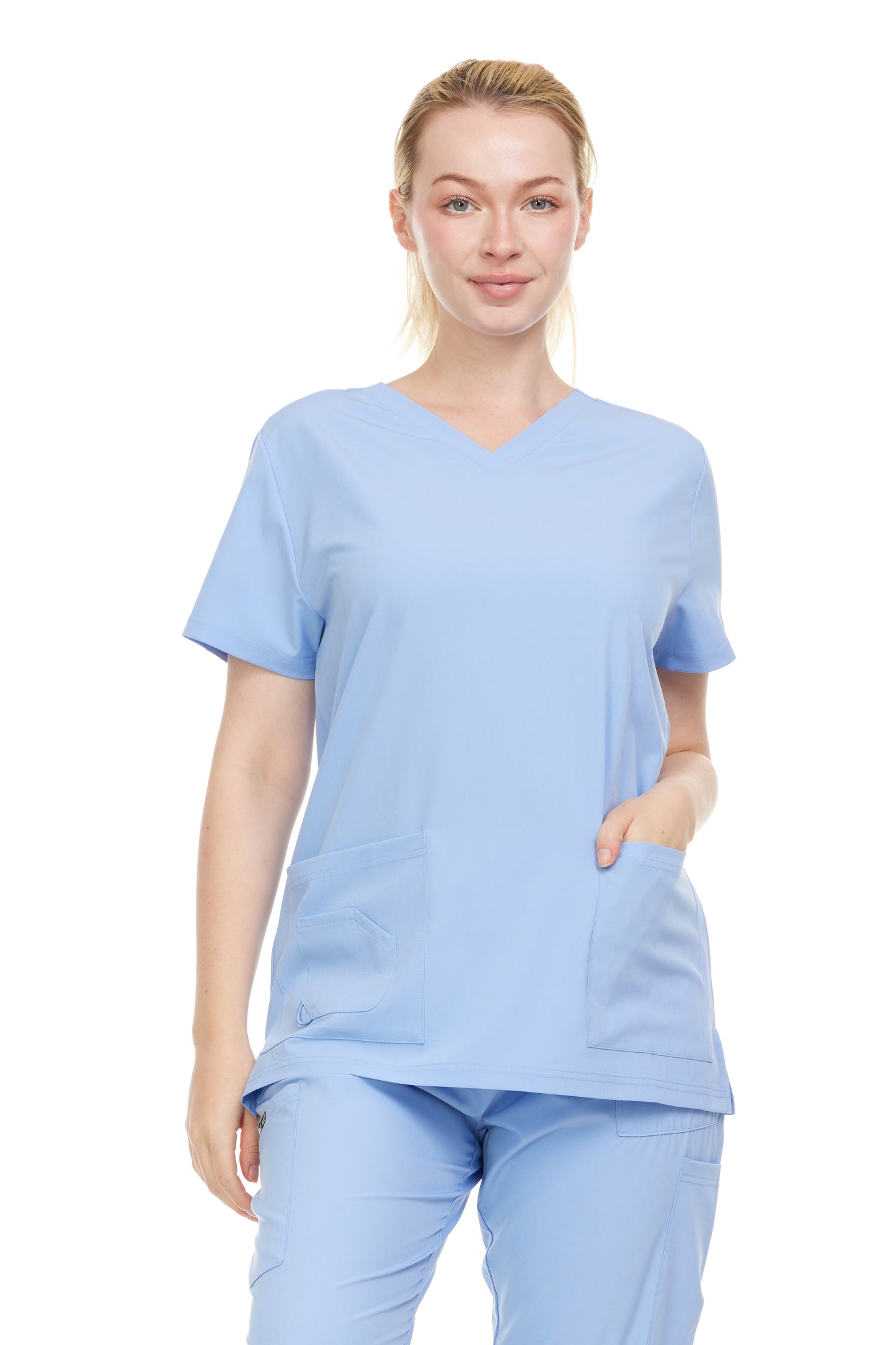 HEAL+WEAR Women’s Scrub Top (Top Only) V-Neck Classic Fit with 2 Front Pockets – 4-Way Stretch - Soft Stretch Medical Uniform Workwear for Nurses, Doctors, and Healthcare Professionals
