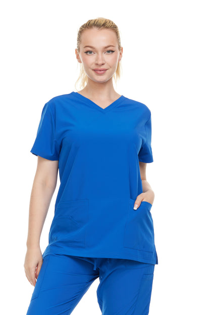 HEAL+WEAR Women’s Scrub Top (Top Only) V-Neck Classic Fit with 2 Front Pockets – 4-Way Stretch - Soft Stretch Medical Uniform Workwear for Nurses, Doctors, and Healthcare Professionals