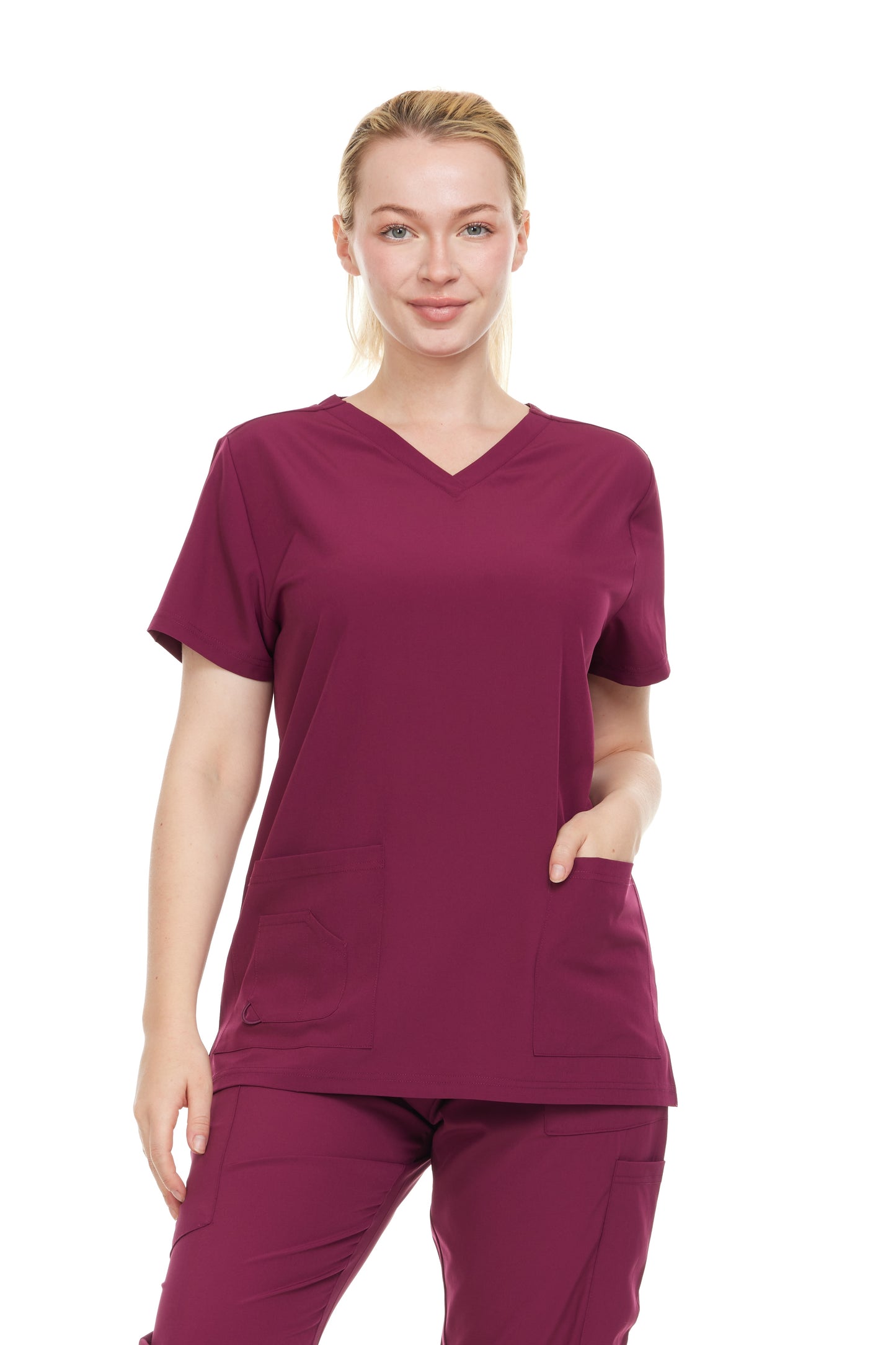 HEAL+WEAR Women’s Scrub Top (Top Only) V-Neck Classic Fit with 2 Front Pockets – 4-Way Stretch - Soft Stretch Medical Uniform Workwear for Nurses, Doctors, and Healthcare Professionals