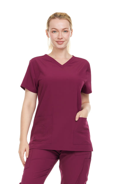 HEAL+WEAR Women’s Scrub Top (Top Only) V-Neck Classic Fit with 2 Front Pockets – 4-Way Stretch - Soft Stretch Medical Uniform Workwear for Nurses, Doctors, and Healthcare Professionals