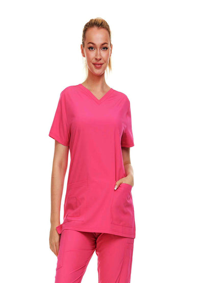 HEAL+WEAR Women’s Scrub Top (Top Only) V-Neck Classic Fit with 2 Front Pockets – 4-Way Stretch - Soft Stretch Medical Uniform Workwear for Nurses, Doctors, and Healthcare Professionals