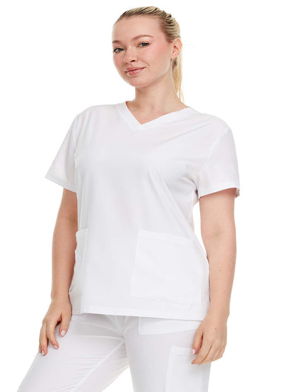 HEAL+WEAR Women’s Scrub Top (Top Only) V-Neck Classic Fit with 2 Front Pockets – 4-Way Stretch - Soft Stretch Medical Uniform Workwear for Nurses, Doctors, and Healthcare Professionals