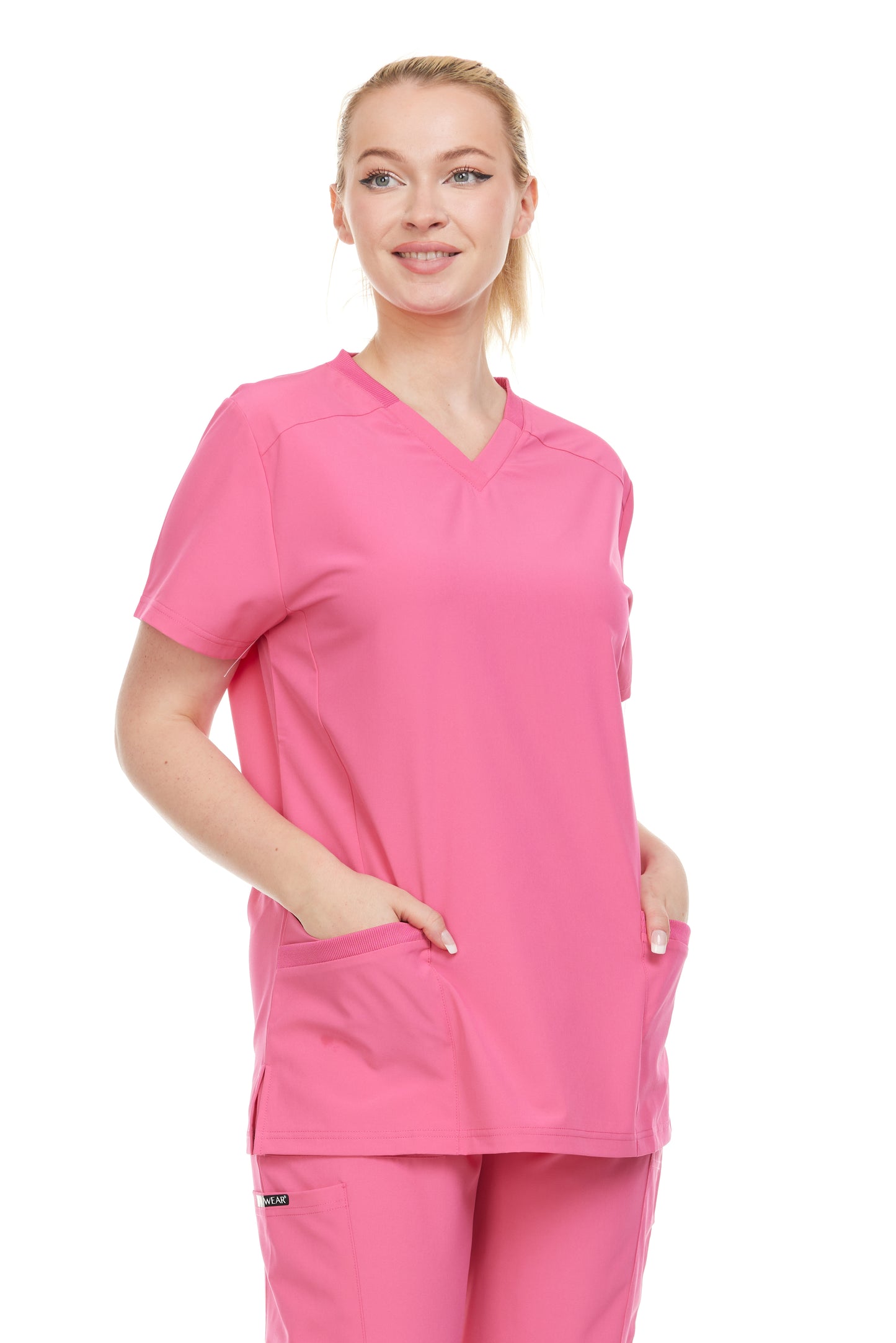 HEAL+WEAR Women's V-Neck Stretch Medical Scrub Top with 2 Utility Pockets – 4-Way Stretch - Soft&Professional Fit
