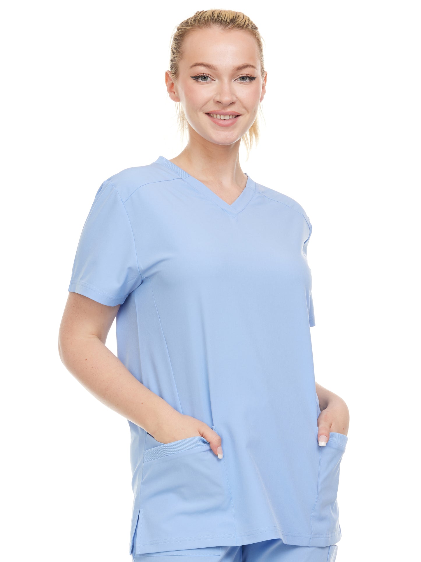 HEAL+WEAR Women's V-Neck Stretch Medical Scrub Top with 2 Utility Pockets – 4-Way Stretch - Soft&Professional Fit