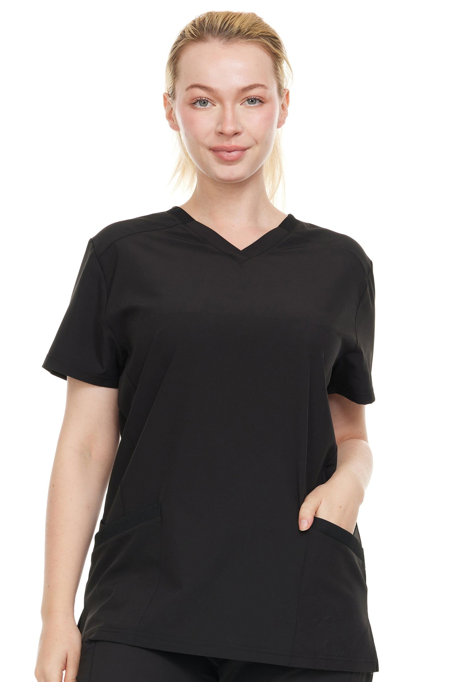 HEAL+WEAR Women's V-Neck Stretch Medical Scrub Top with 2 Utility Pockets – 4-Way Stretch - Soft&Professional Fit