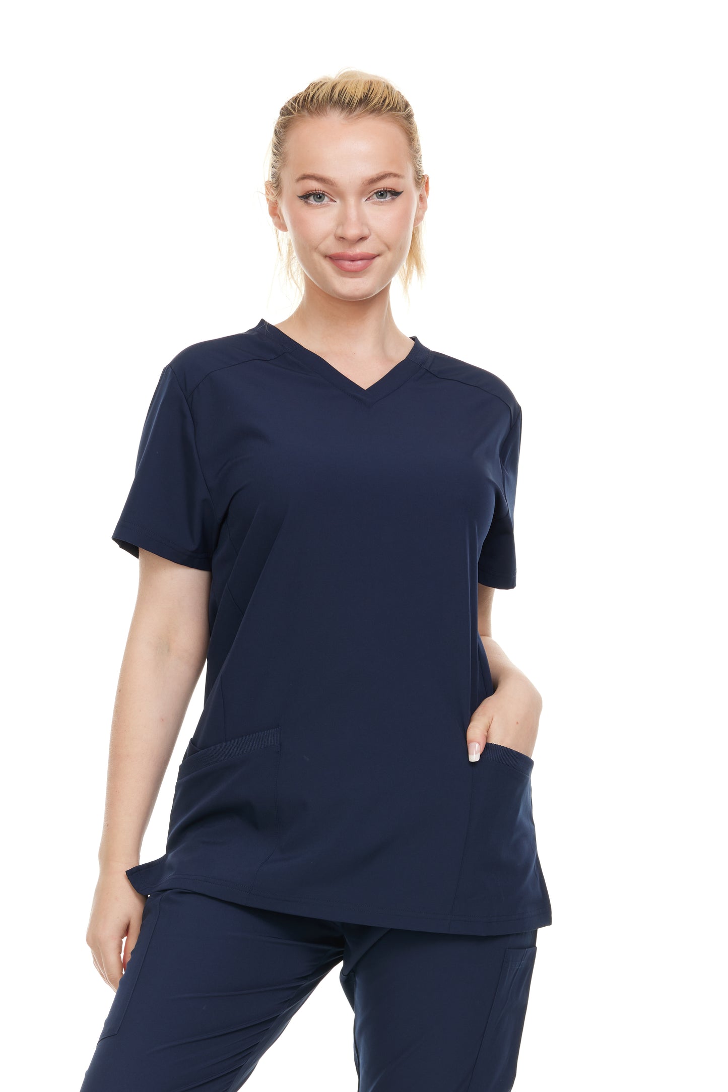 HEAL+WEAR Women's V-Neck Stretch Medical Scrub Top with 2 Utility Pockets – 4-Way Stretch - Soft&Professional Fit