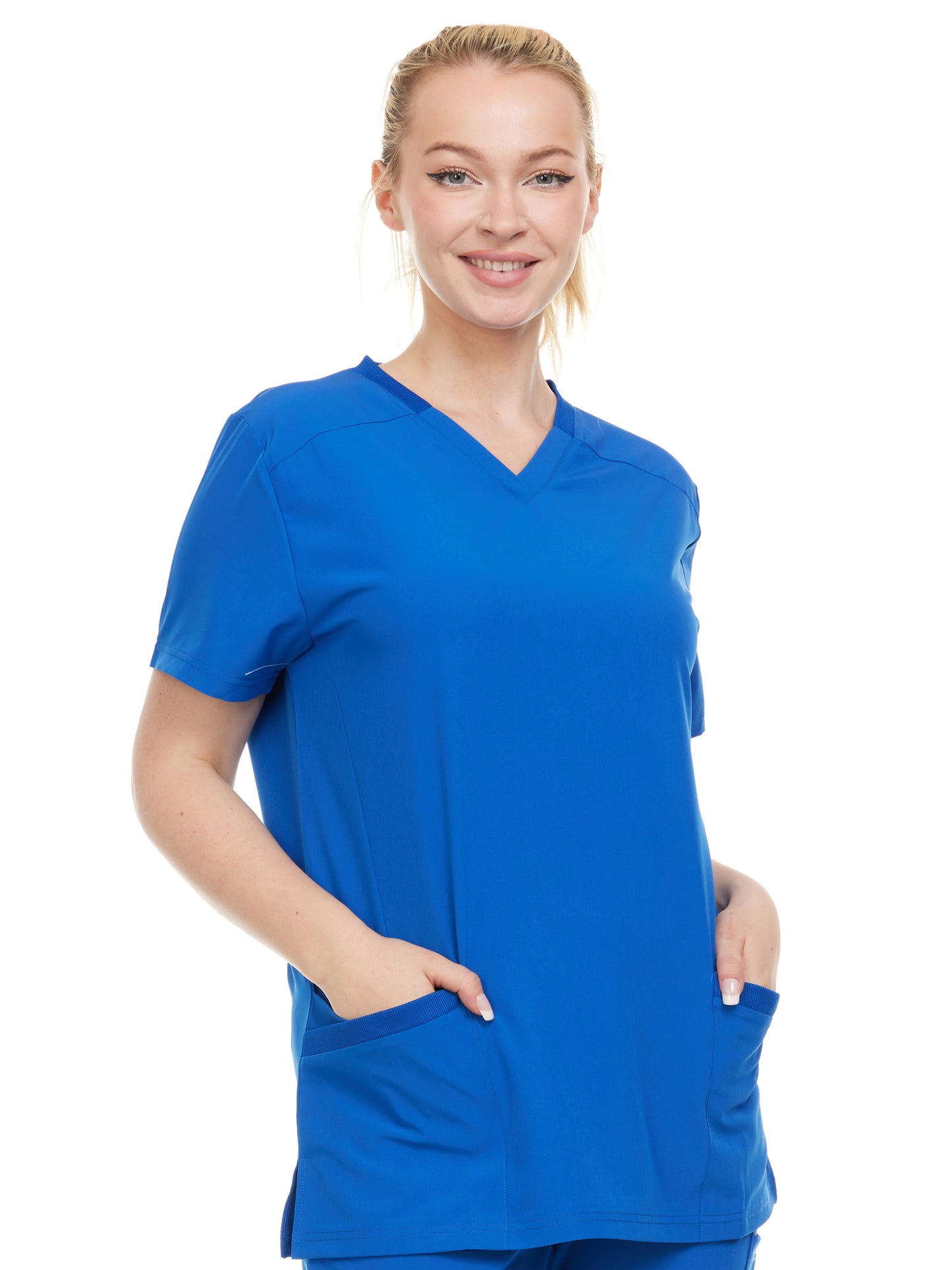 HEAL+WEAR Women's V-Neck Stretch Medical Scrub Top with 2 Utility Pockets – 4-Way Stretch - Soft&Professional Fit