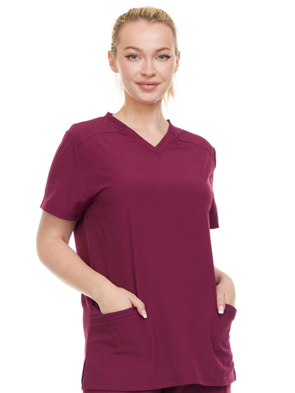 HEAL+WEAR Women's V-Neck Stretch Medical Scrub Top with 2 Utility Pockets – 4-Way Stretch - Soft&Professional Fit