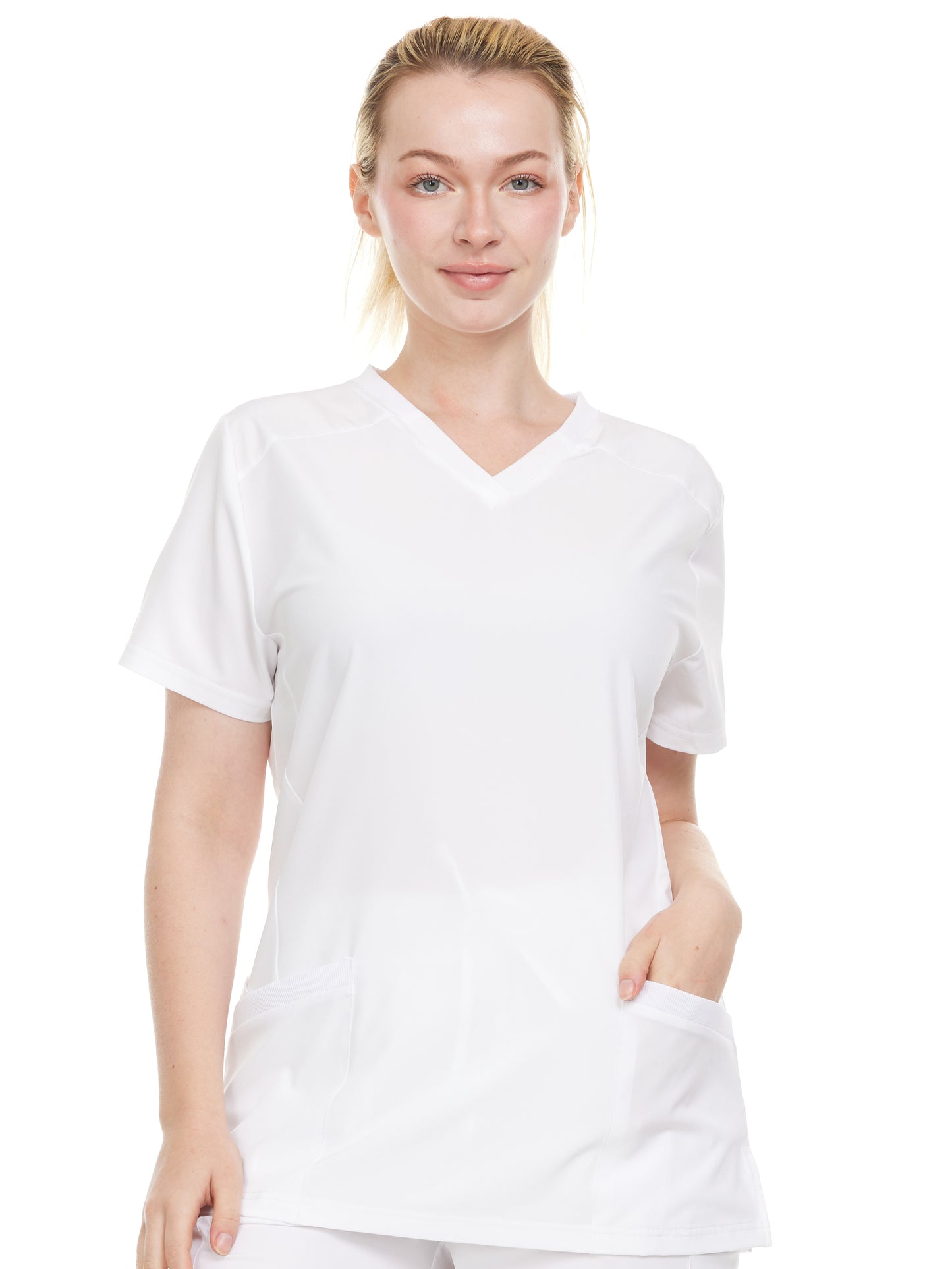 HEAL+WEAR Women's V-Neck Stretch Medical Scrub Top with 2 Utility Pockets – 4-Way Stretch - Soft&Professional Fit