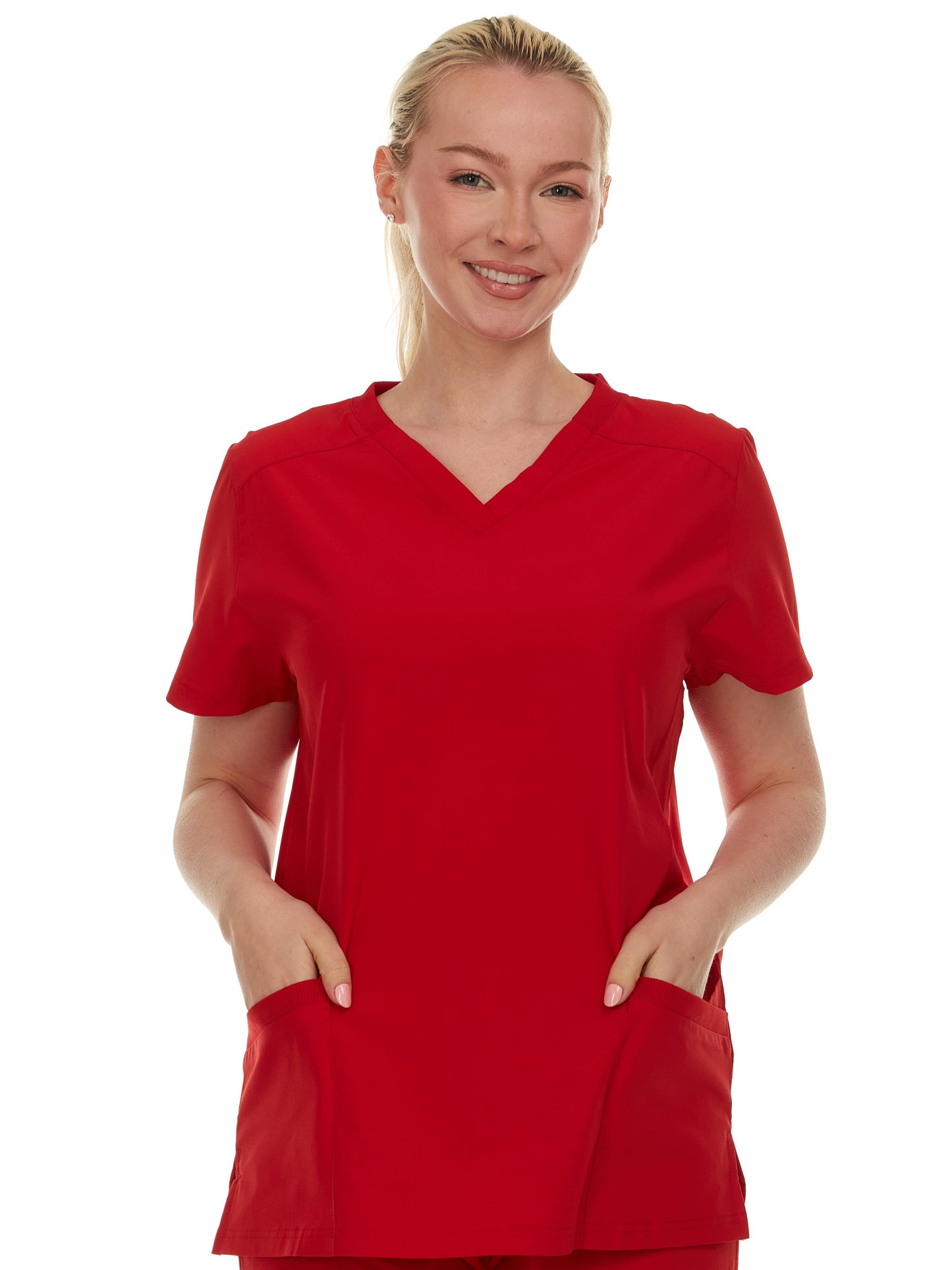HEAL+WEAR Women's V-Neck Stretch Medical Scrub Top with 2 Utility Pockets – 4-Way Stretch - Soft&Professional Fit